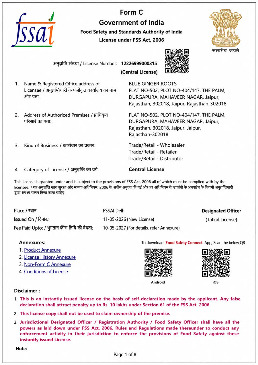 Certificate of FSSAI